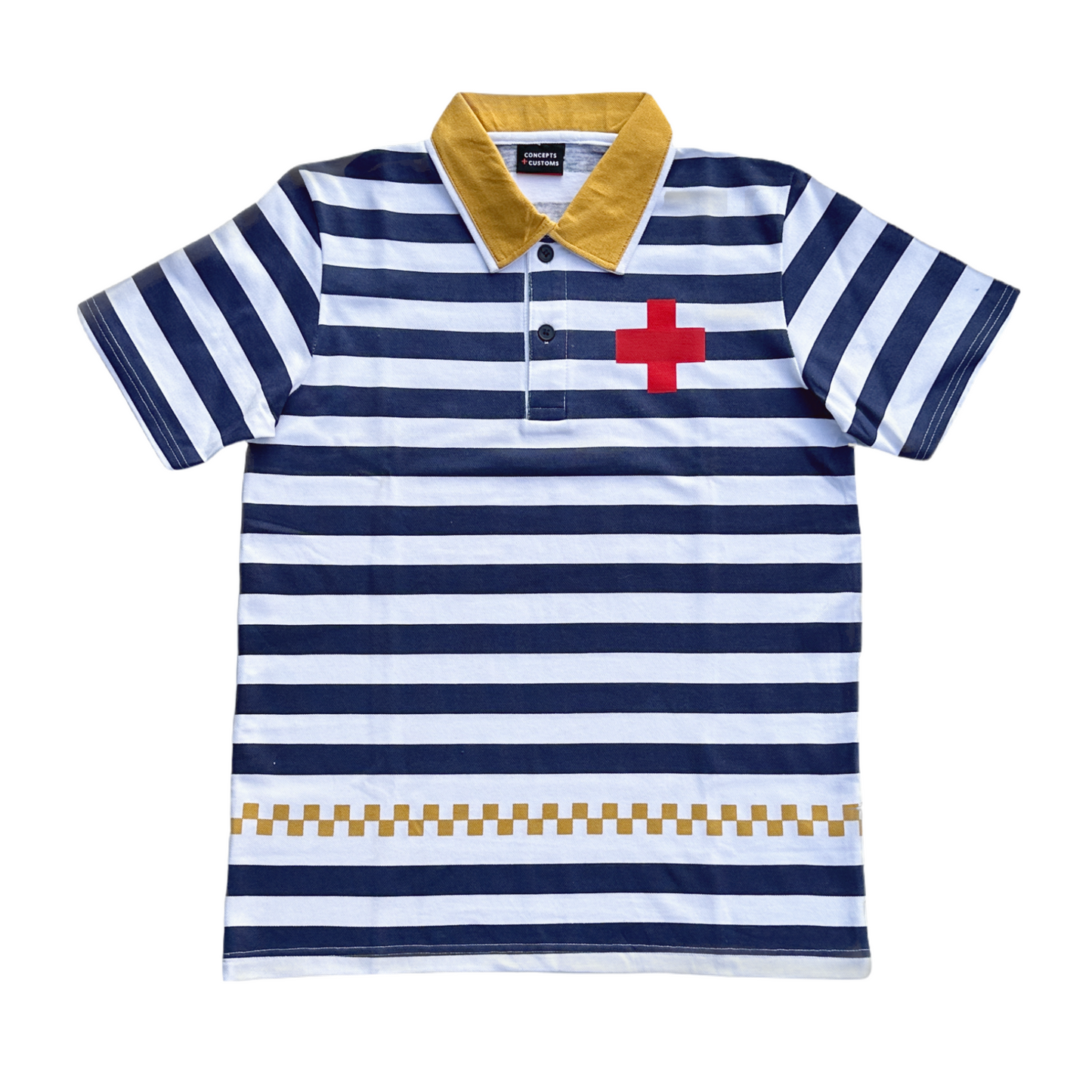 Plus-Up Polo - Navy, White & Goldenrod