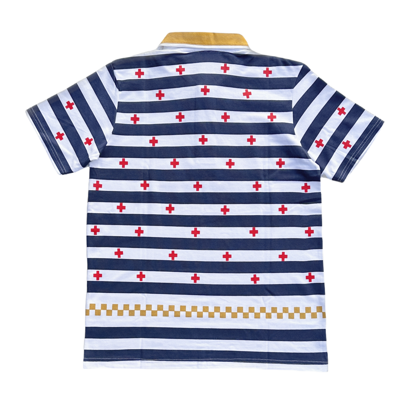 Plus-Up Polo - Navy, White & Goldenrod