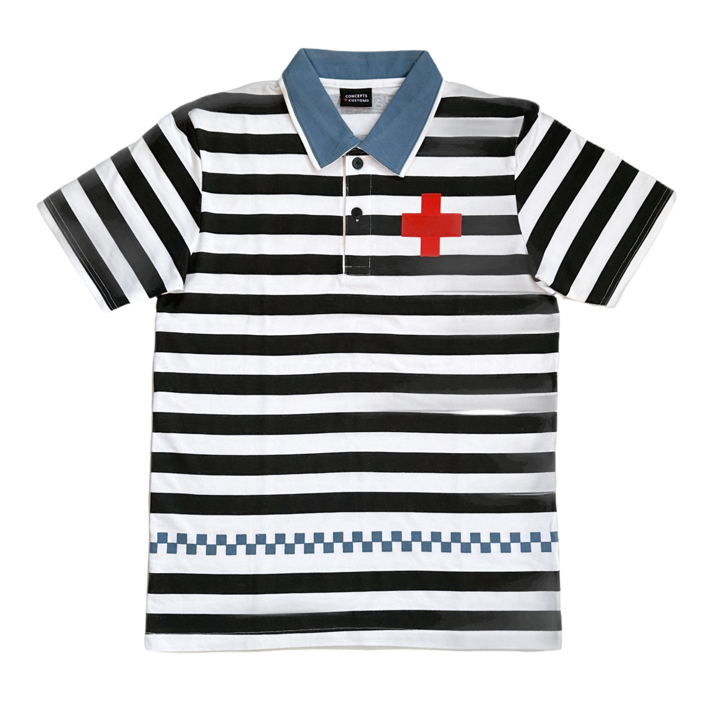 Plus-Up Polo - Black, White & Denim